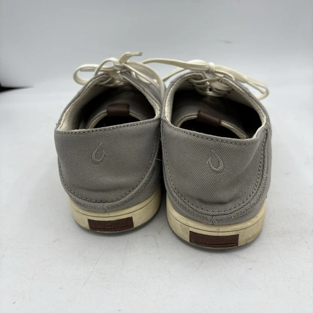 OluKai Shoes Mens Size 10 Kahu Lace Gray Casual Boat Sneaker Canvas
